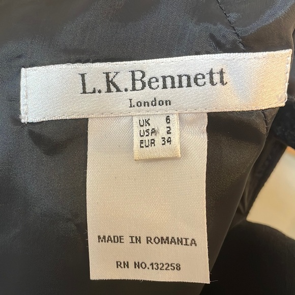 L.K.Bennett Black Davina Cap Sleeve Sheath Dress Size 2 - Picture 2 of 16